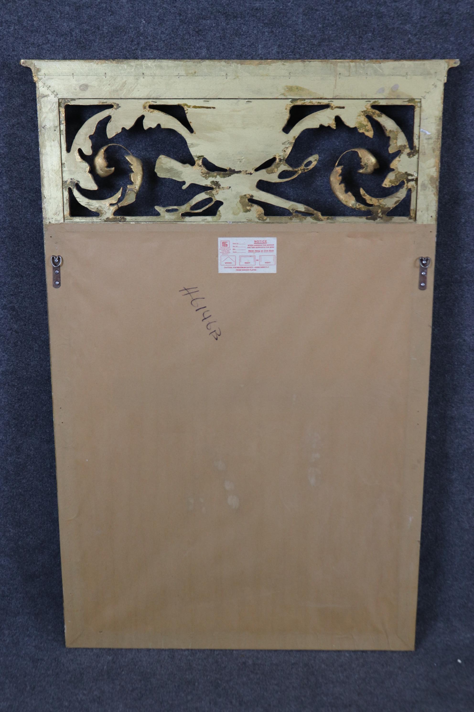 American Louis XVI Style Ebonized Gold Gilt Carved Trumeau Mirror By Friedman Brothers
