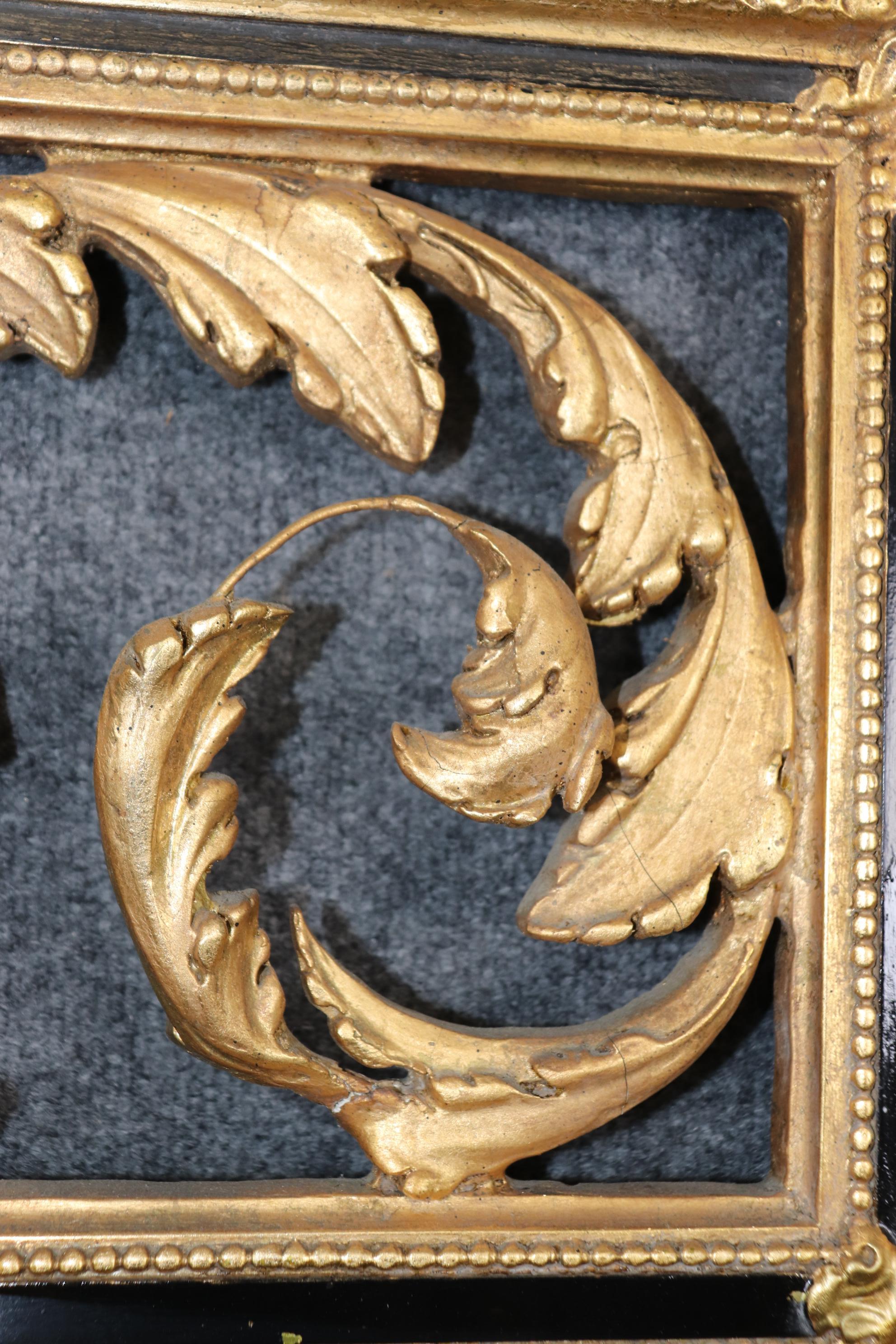 Louis XVI Style Ebonized Gold Gilt Carved Trumeau Mirror By Friedman Brothers 2
