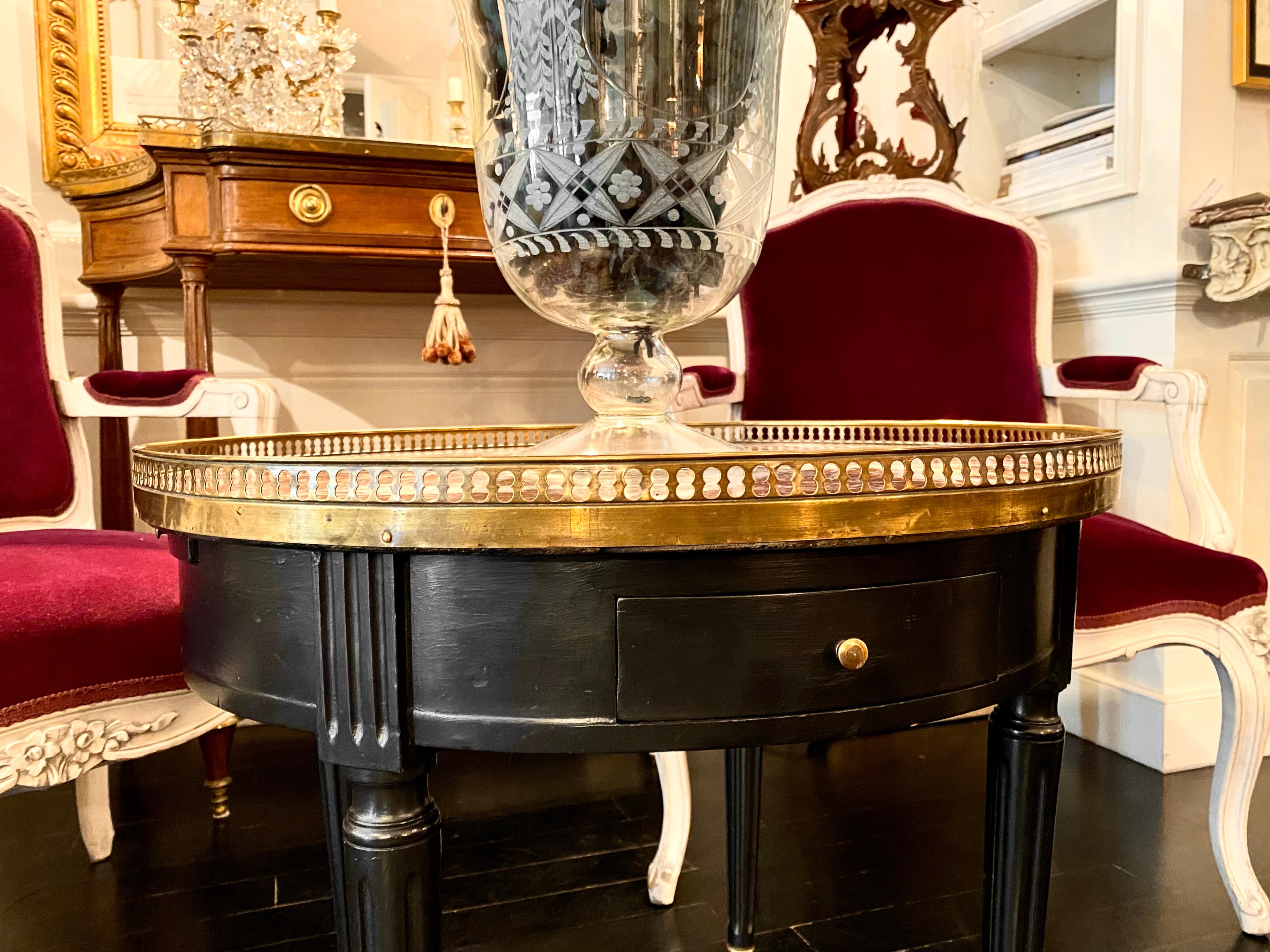 Louis XVI Style Ebonized Marble-Top Bouillotte Table 8