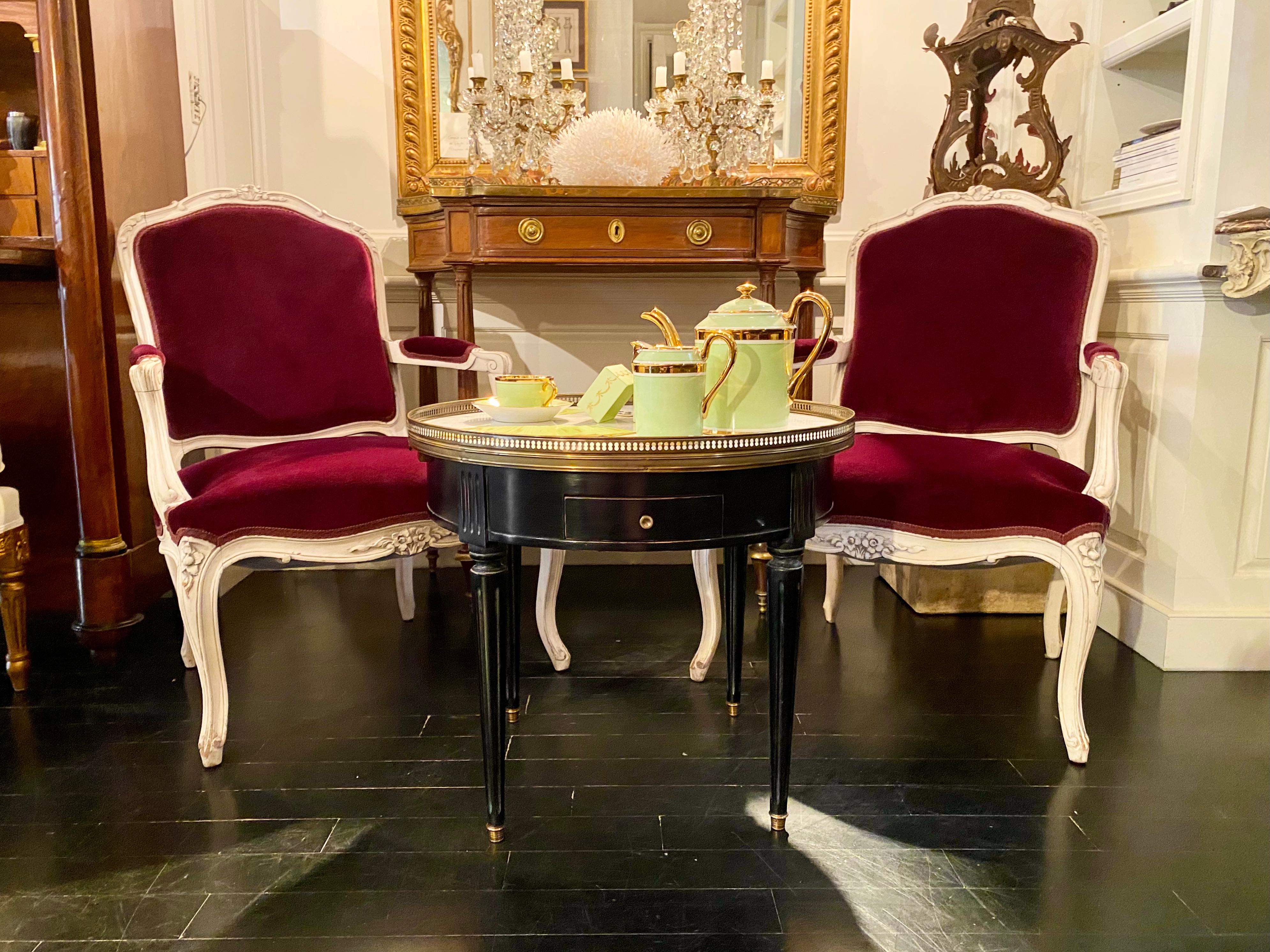 Louis XVI Style Ebonized Marble-Top Bouillotte Table 14