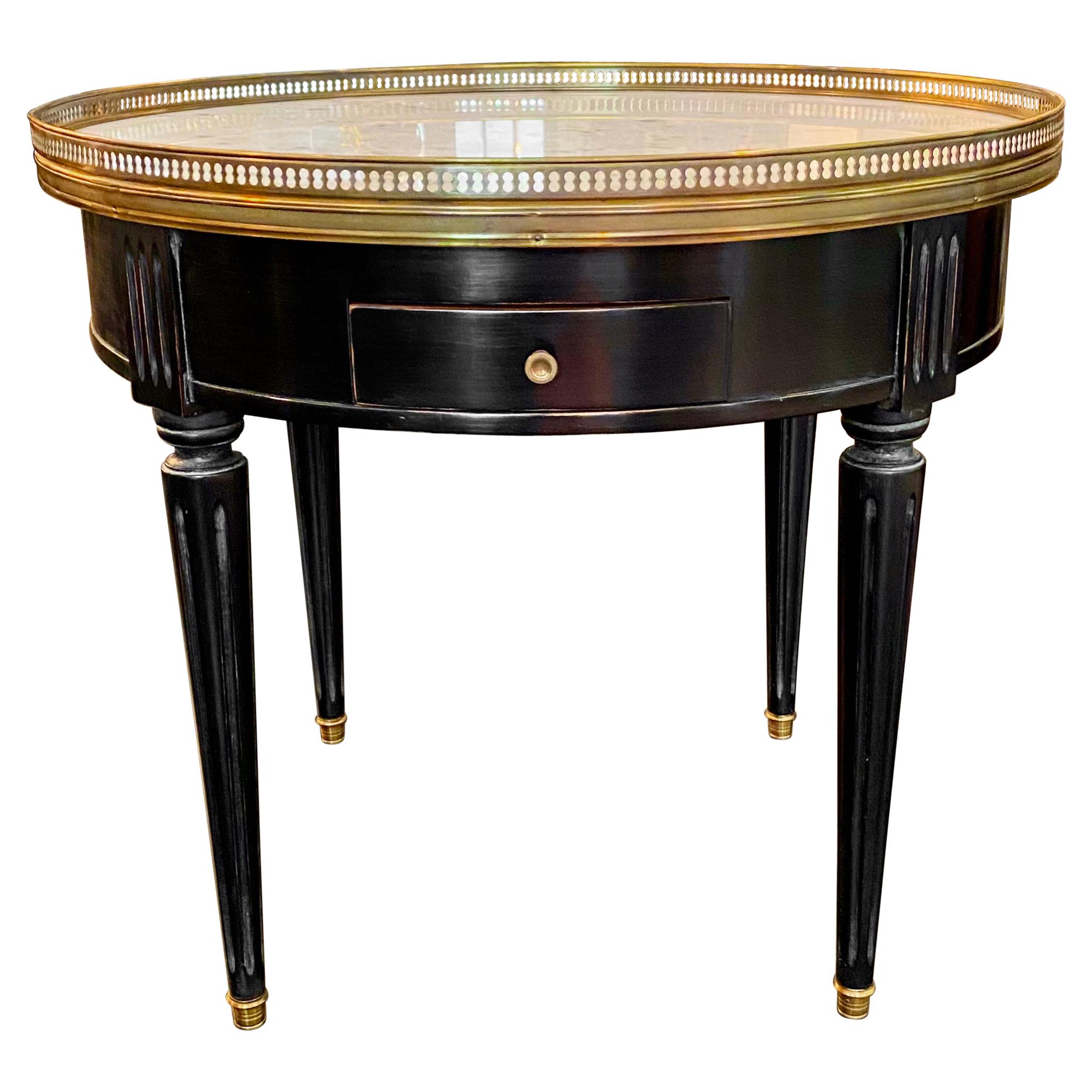 Louis XVI Style Ebonized Marble-Top Bouillotte Table