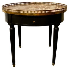 Louis XVI Style Ebonized Marble-Top Bouillotte Table