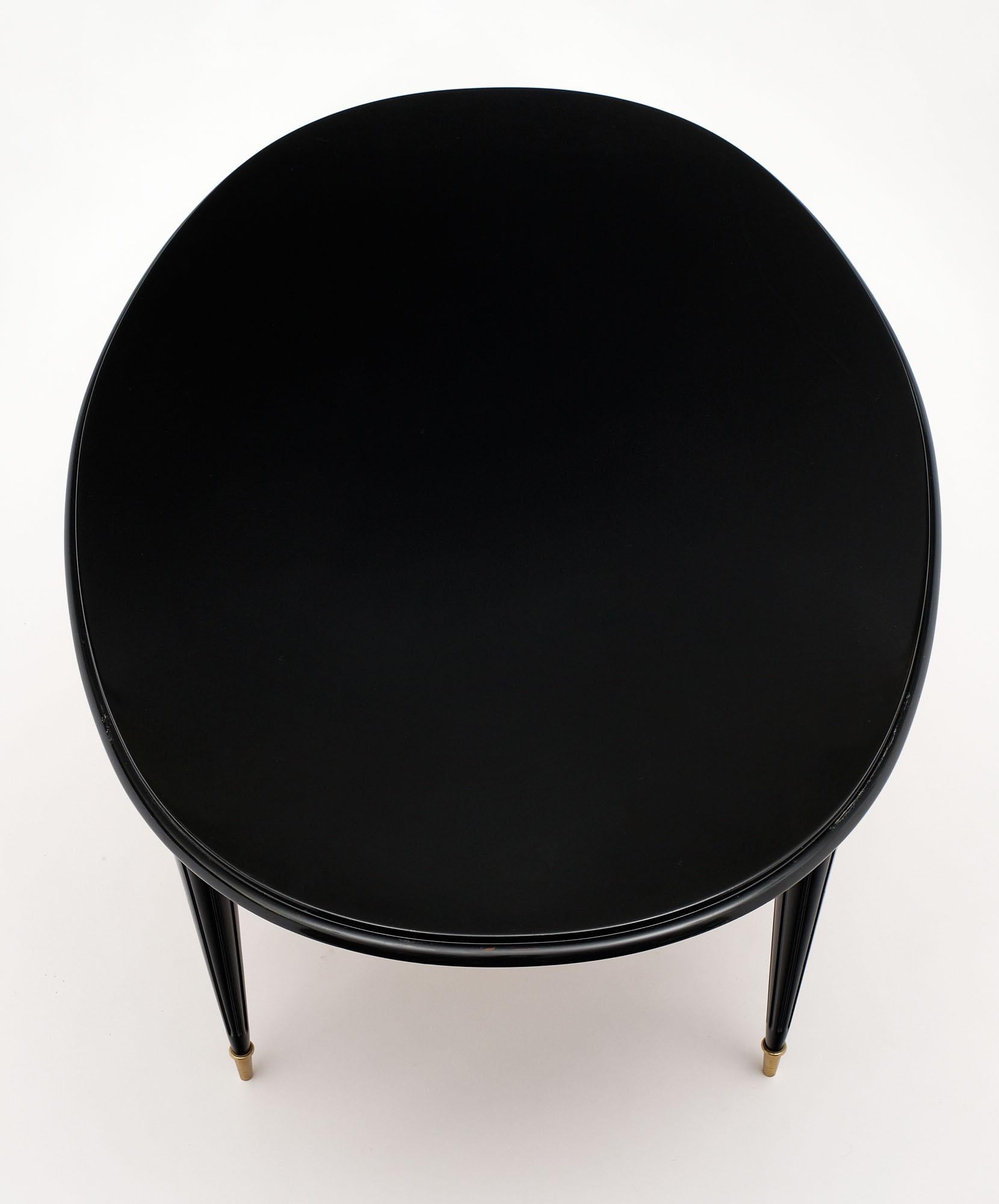 Louis XVI Style Ebonized Oval Dining Table In Good Condition In Austin, TX