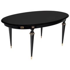 Louis XVI Style Ebonized Oval Dining Table