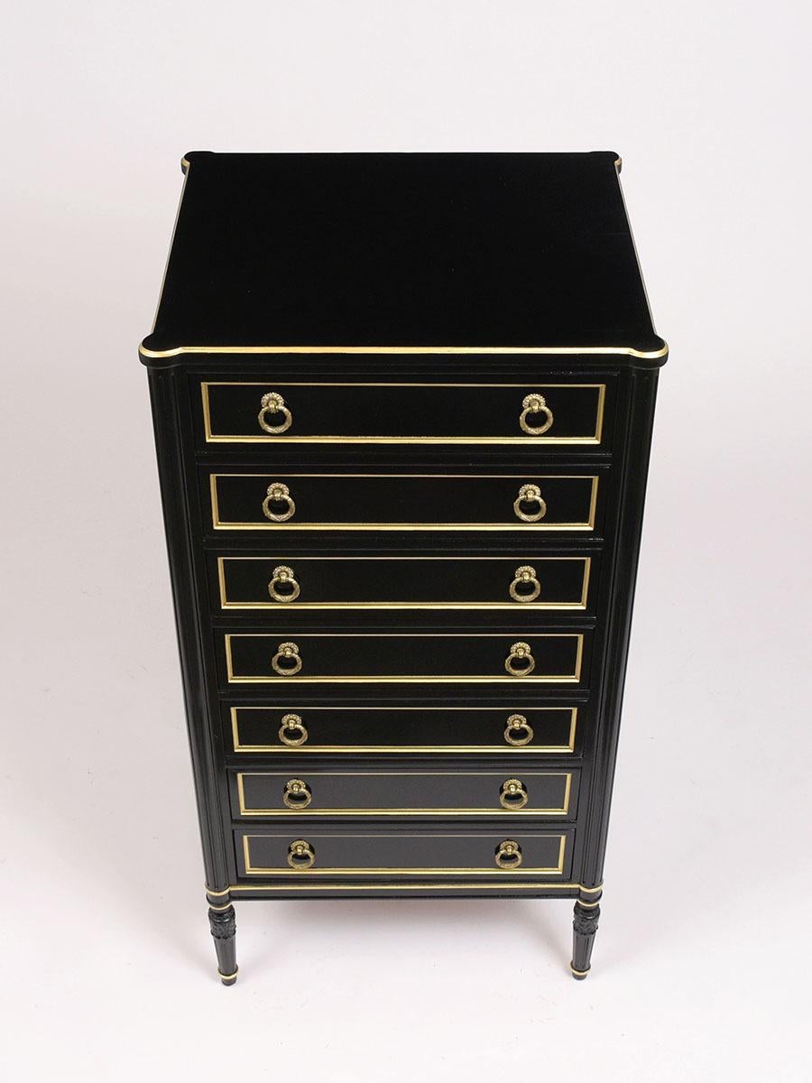 Louis XVI Style Ebonized Semainier In Good Condition In Los Angeles, CA