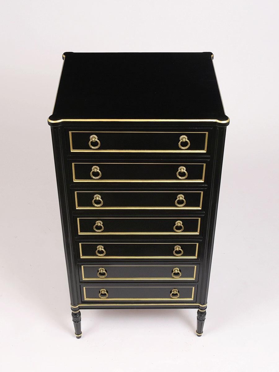 Mid-20th Century Louis XVI Style Ebonized Semainier