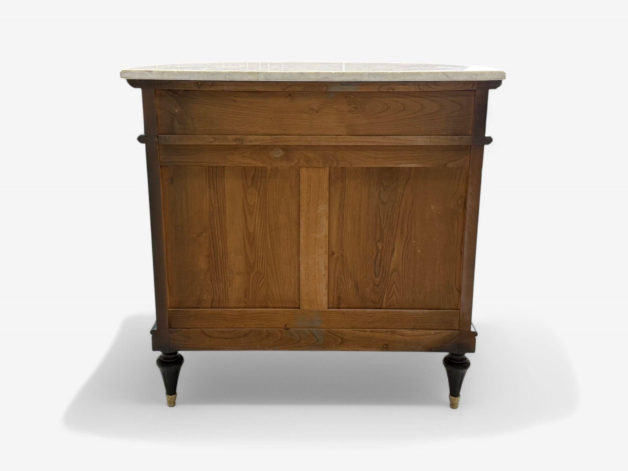 Louis XVI Style, Ebony, Bronze, Marble, Demi Lune Server, France, 1930s For Sale 3