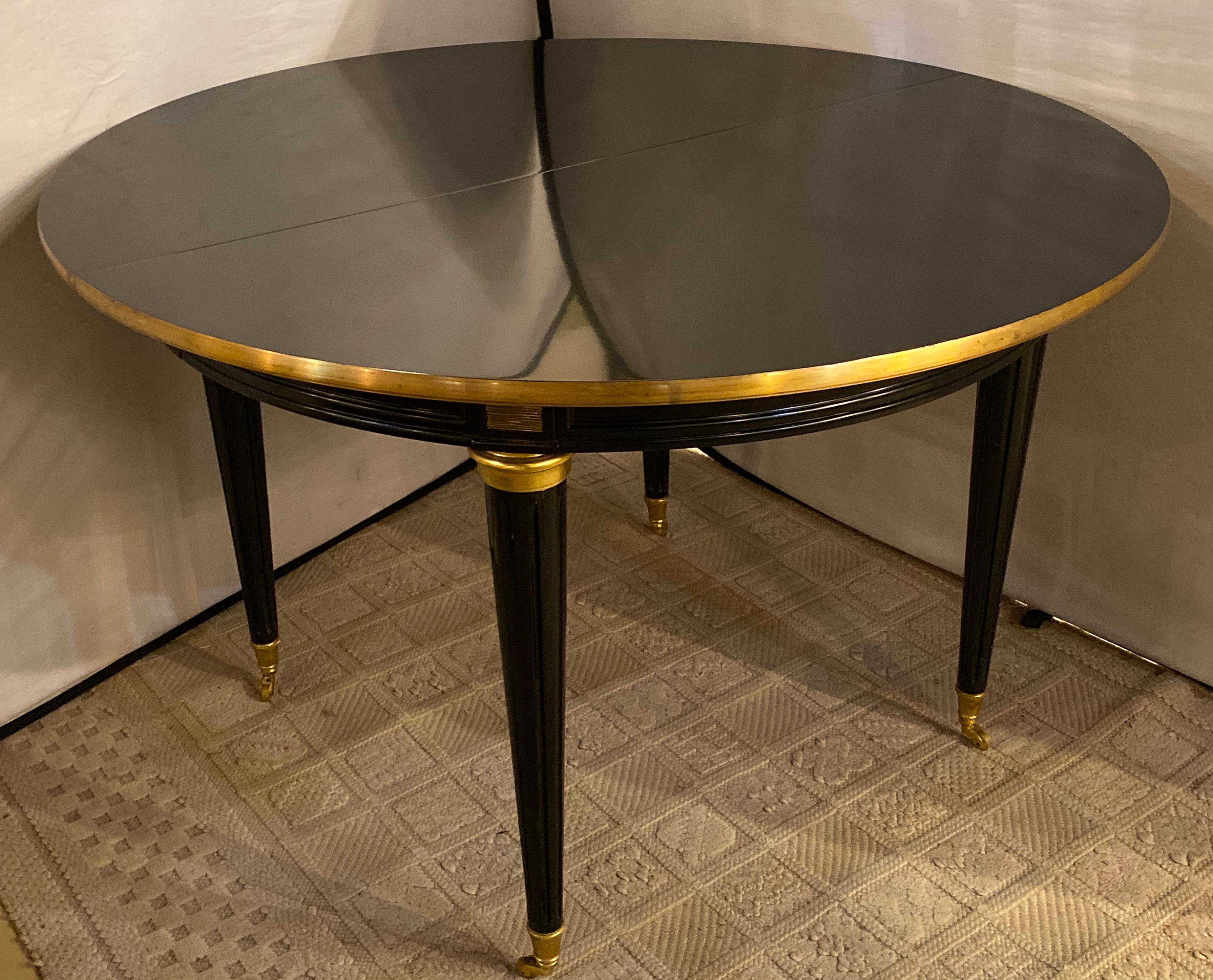 French Louis XVI Style Ebony Center or Dining Table Manner of Maison Jansen, Refinished