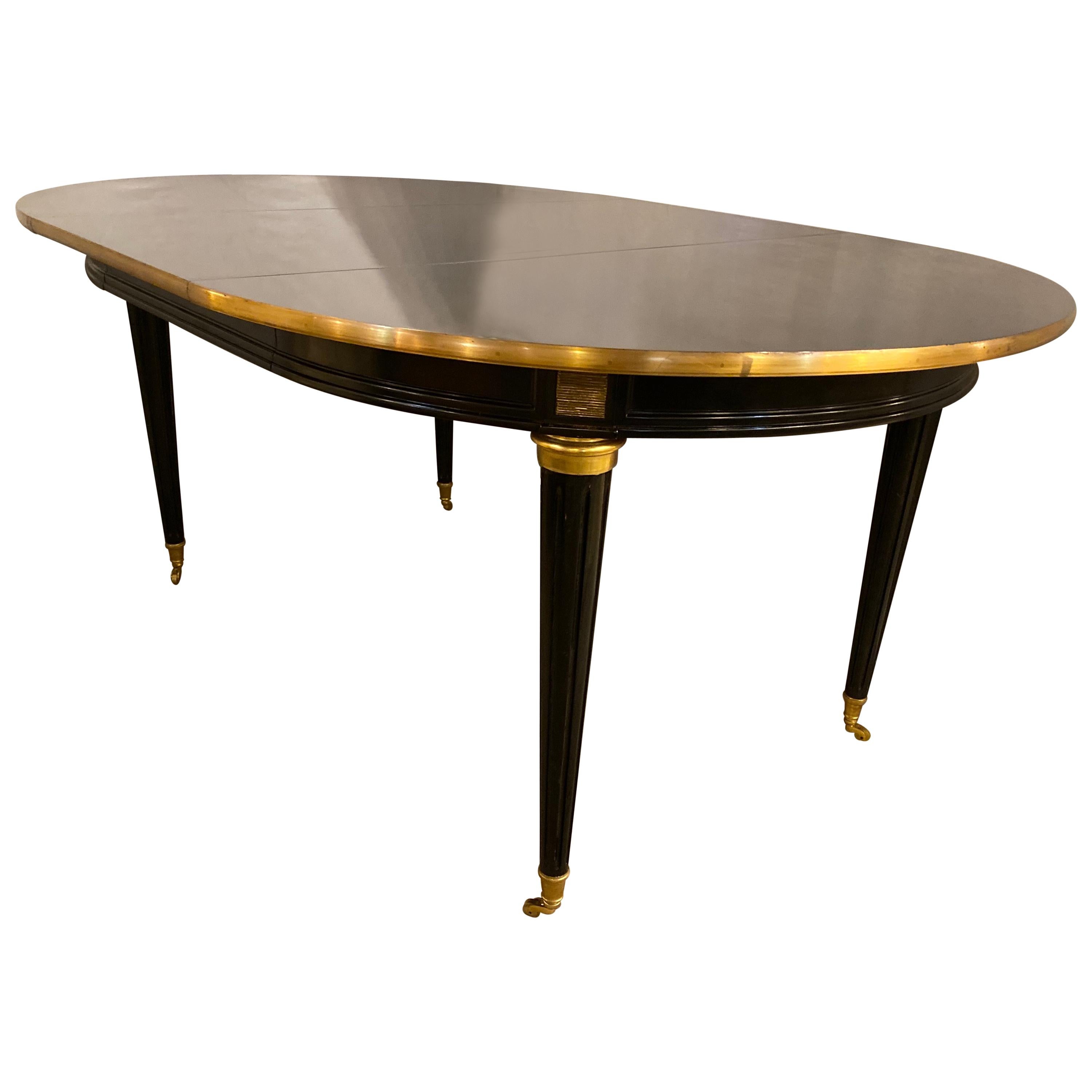 Louis XVI Style Ebony Center or Dining Table Manner of Maison Jansen, Refinished