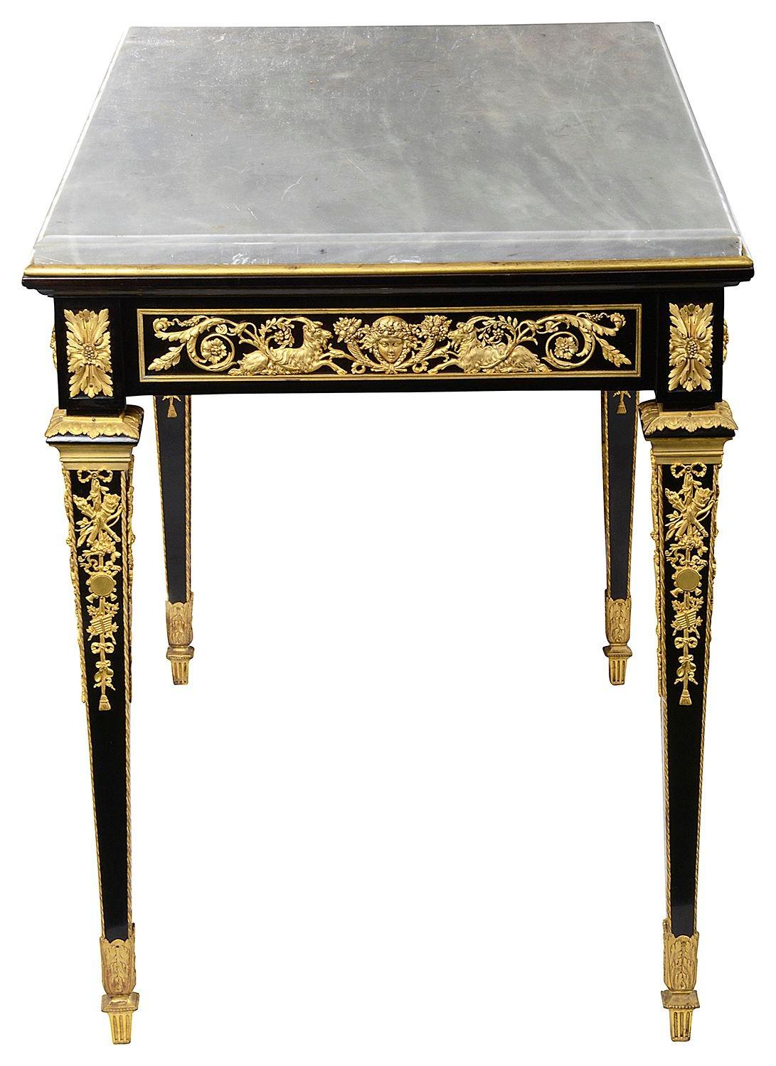 French Louis XVI style Ebony centre table, attributed to Paul Sormani For Sale