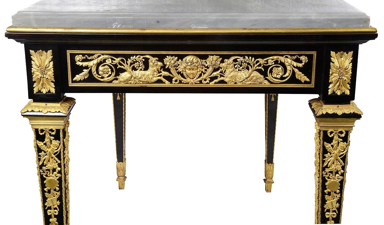 Veneer Louis XVI style Ebony centre table, attributed to Paul Sormani For Sale