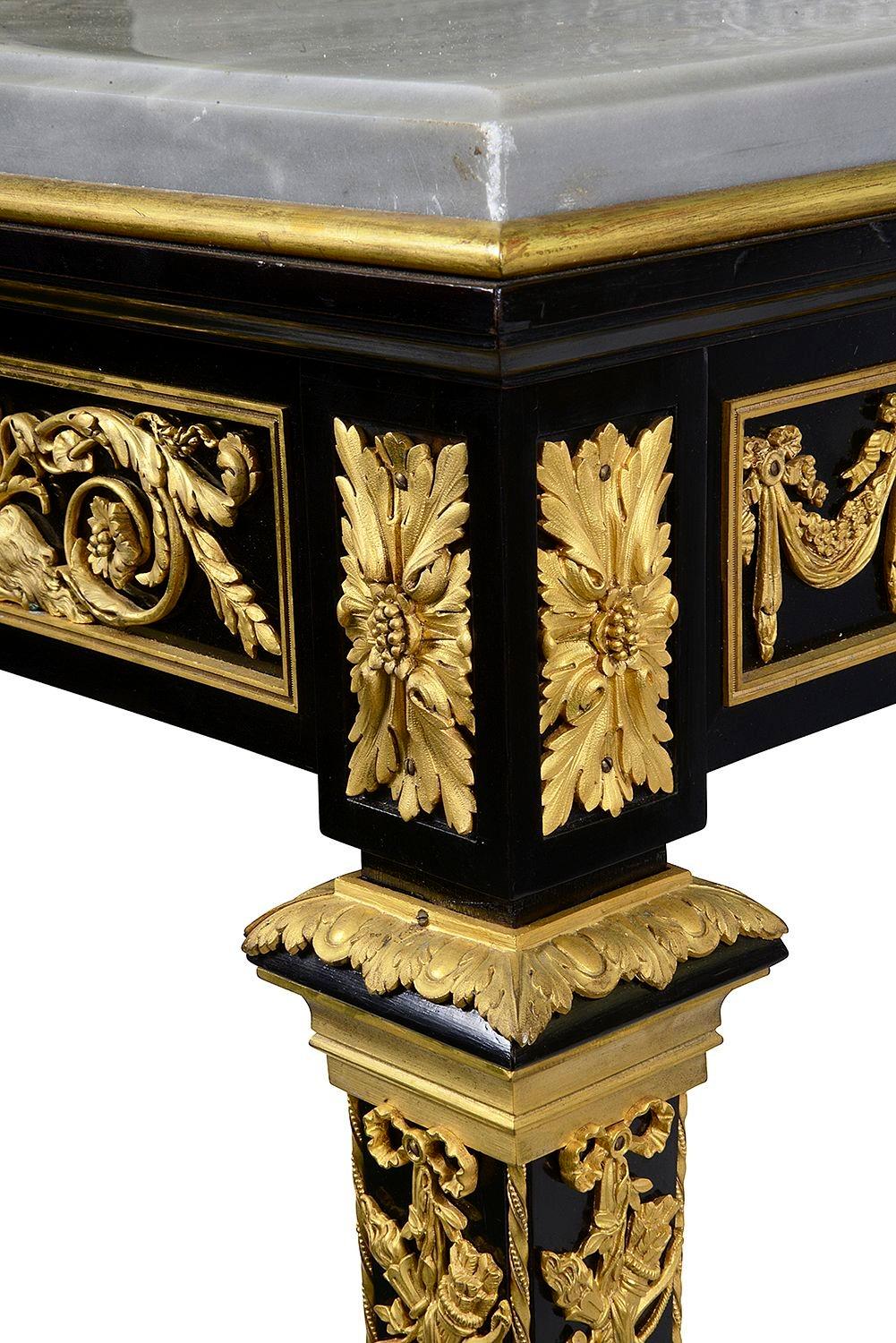 Louis XVI style Ebony centre table, attributed to Paul Sormani For Sale 2