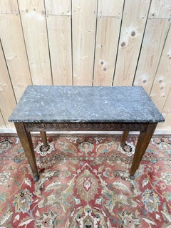 Louis XVI Style Entrance Console – Carved Oak & Marble Top
