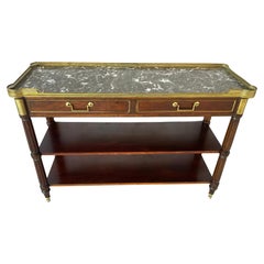 Louis XVI Style Etagere Server Brass Gallery and Marble Top