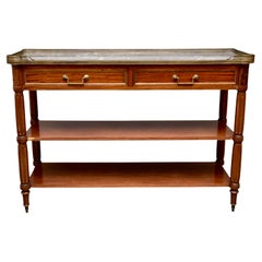 Étagère de style Louis XVI avec galerie en laiton et plateau en marbre