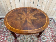 Louis XVI Style Extendable Oval Table – Walnut and Burl Marquetry