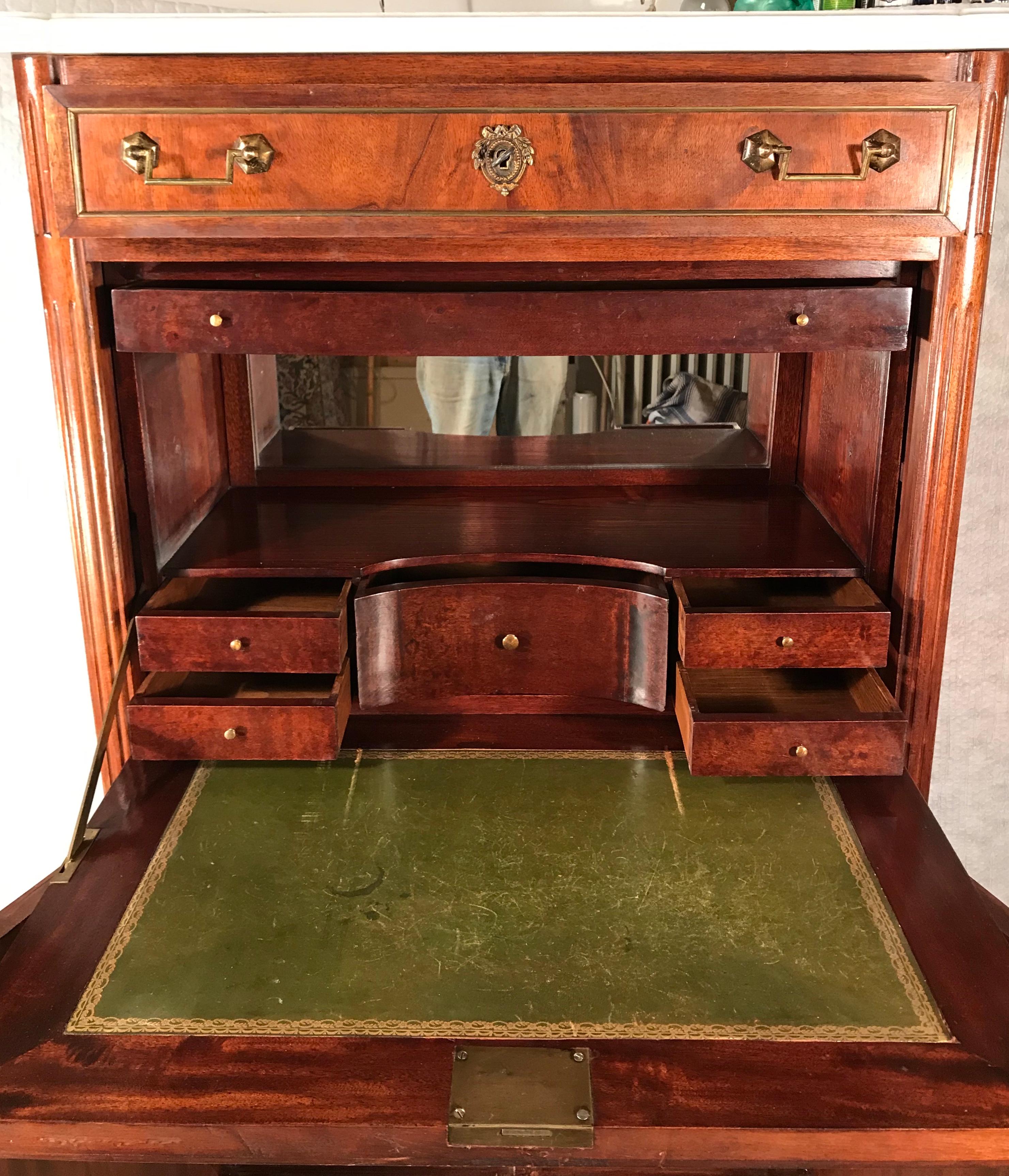 Mahogany Louis XVI Style Fall Top Secretaire For Sale
