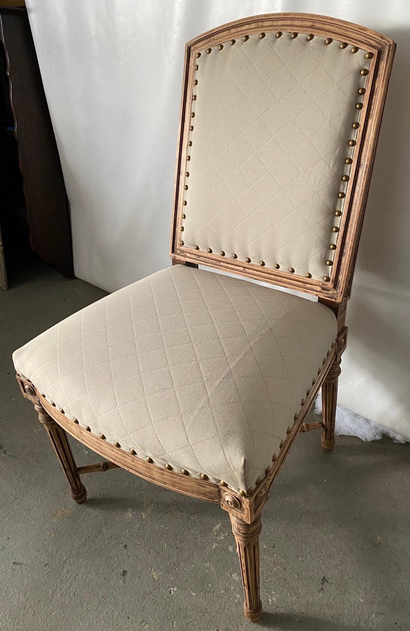 Louis XVI Style Fauteuil and Matching Side Chair For Sale 3