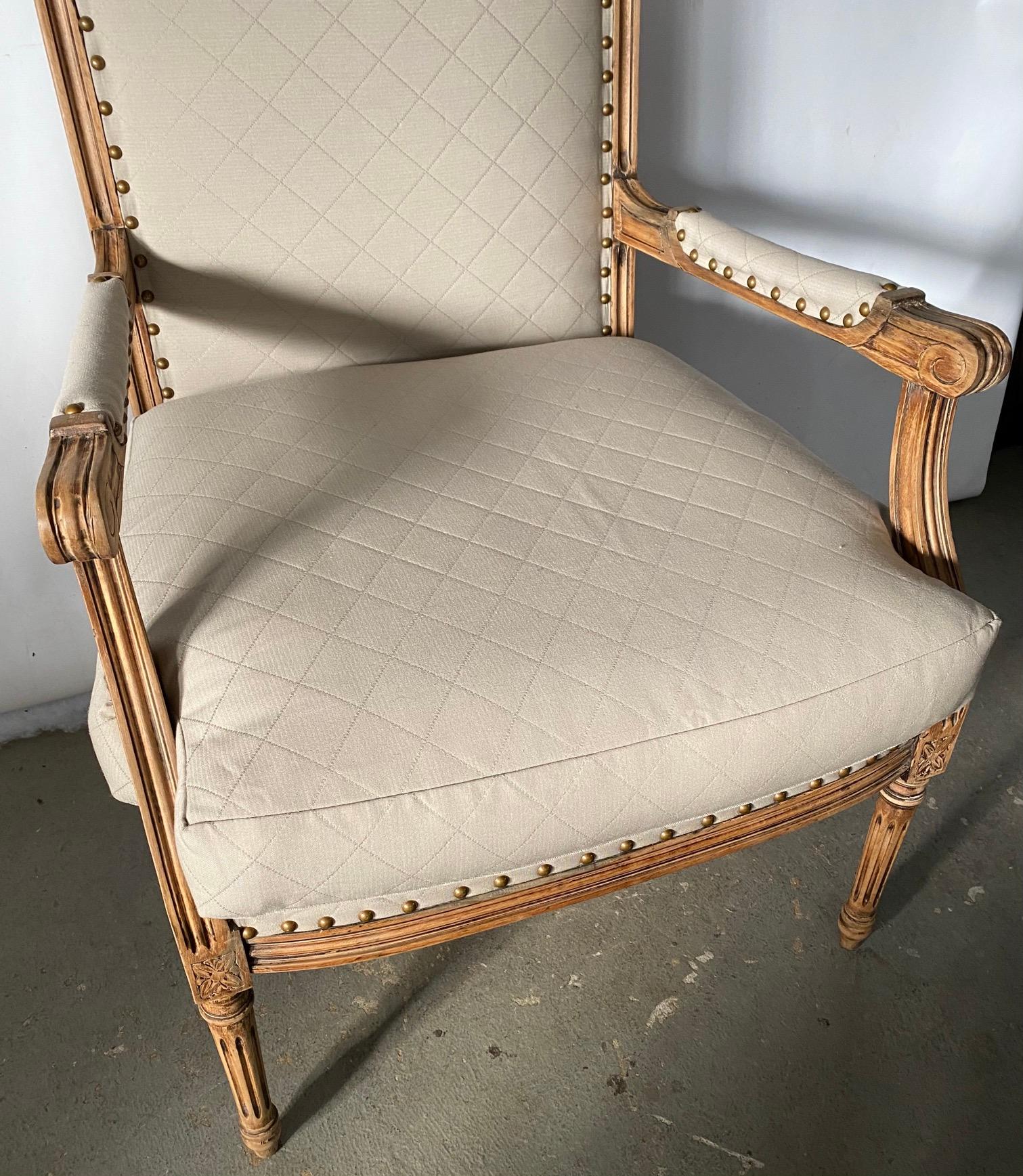 Louis XVI Style Fauteuil and Matching Side Chair In Good Condition For Sale In Sheffield, MA