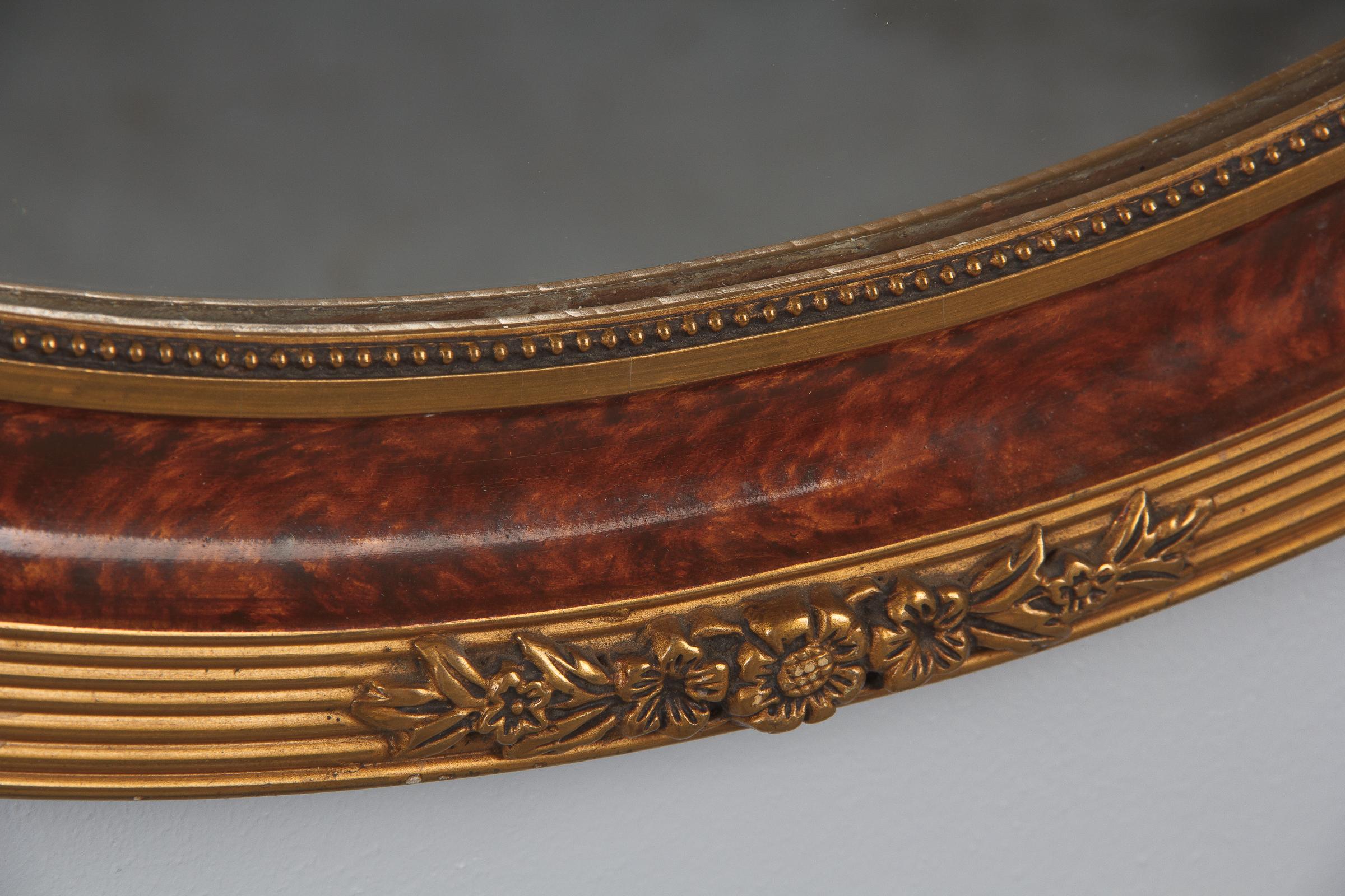 Louis XVI Style Faux Tortoise Oval Mirror, France, 1920s 7