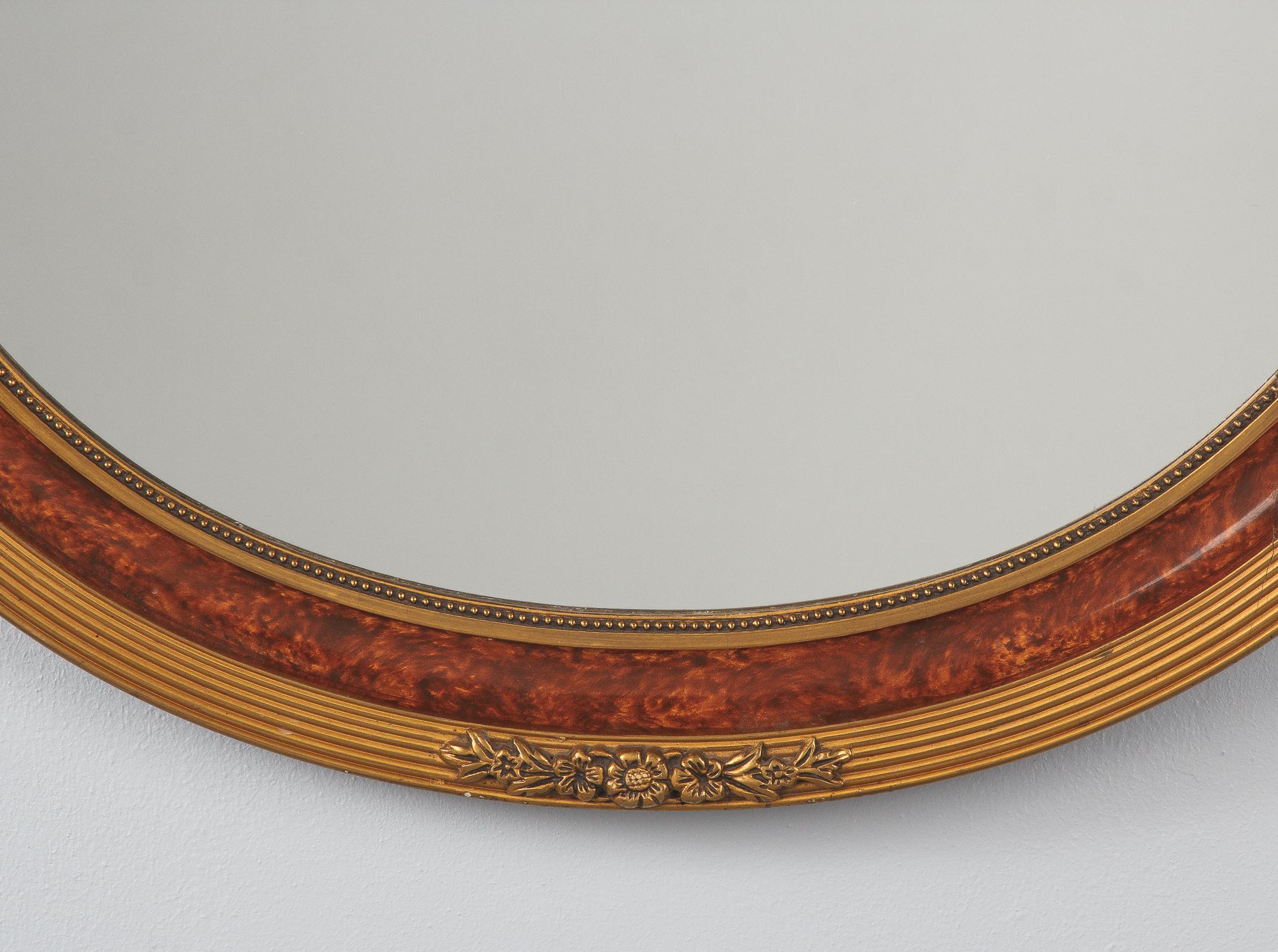 Louis XVI Style Faux Tortoise Oval Mirror, France, 1920s 1