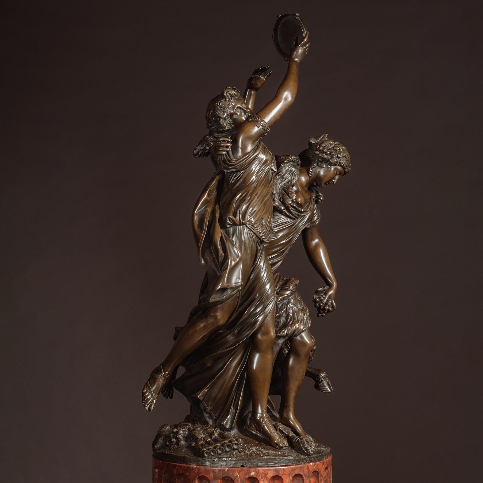 Gilt Louis XVI Style Figural Pedestal Clock For Sale