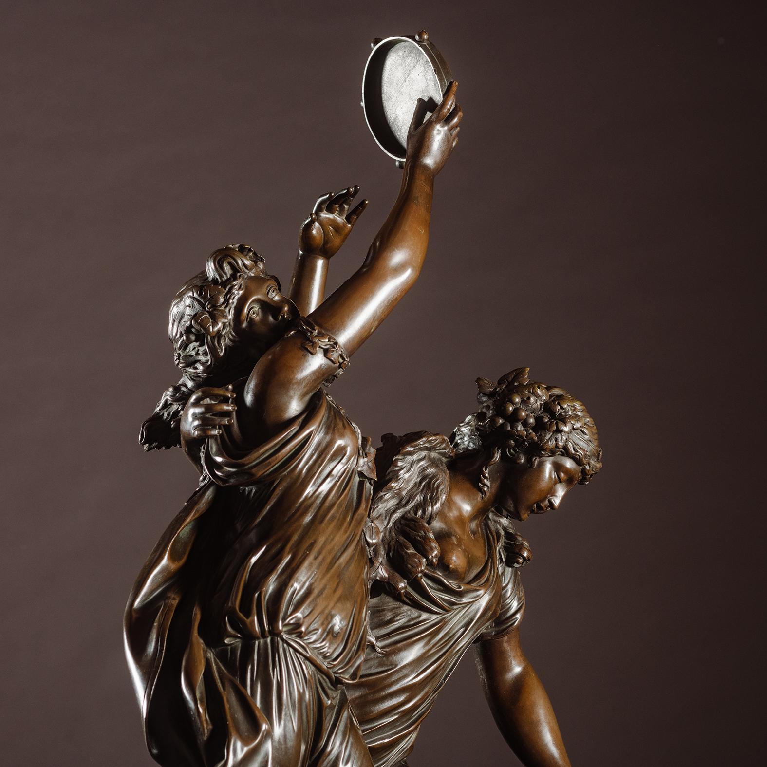 Bronze Louis XVI Style Figural Pedestal Clock For Sale