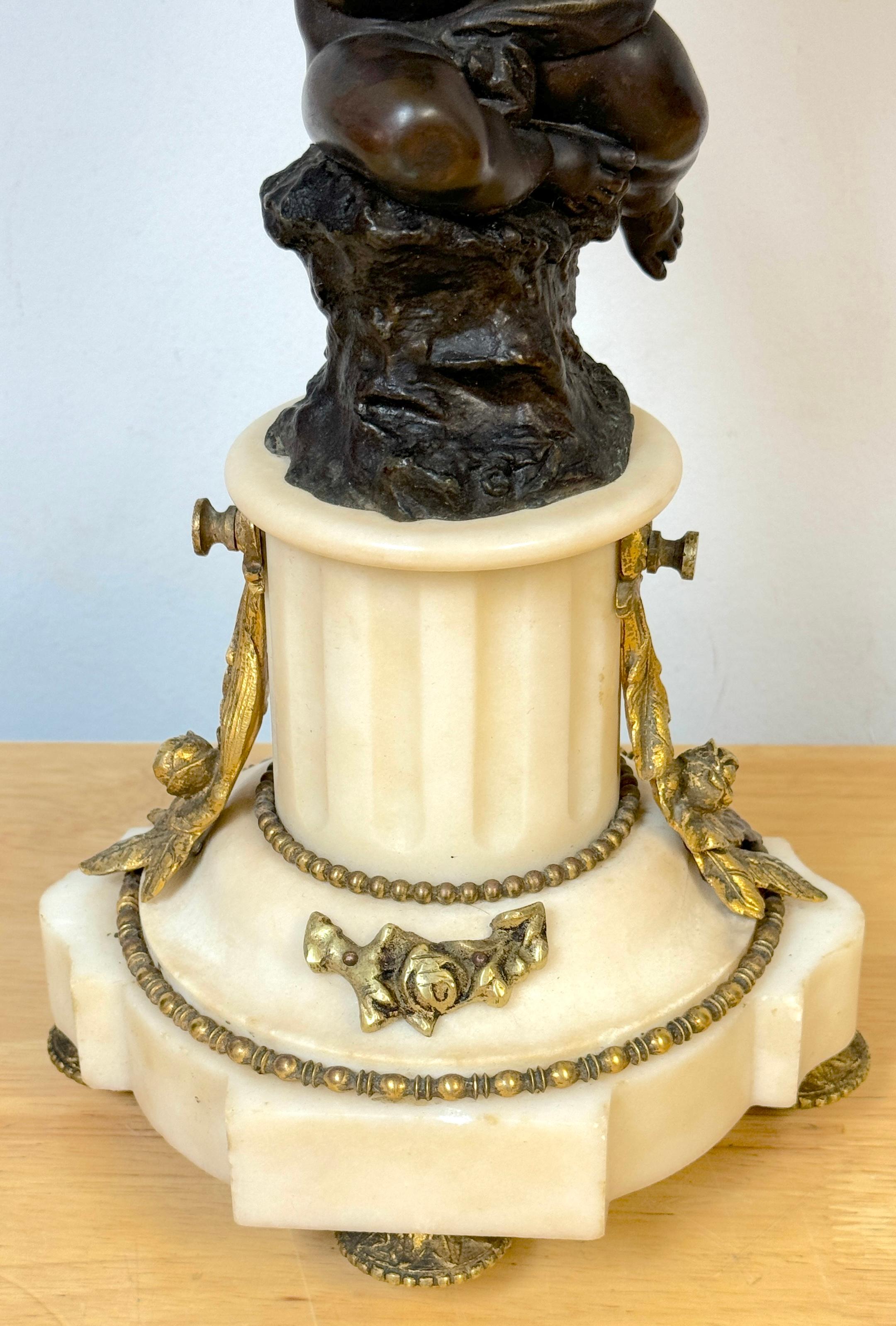 Louis XVI Style Figural Putti Ormolu & Bronze Tole Bouillotte Lamp In Good Condition For Sale In West Palm Beach, FL