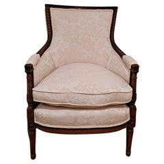 Louis XVI Style Finely Curved Walnut Bergere/Tub Chair  Beautifully upholstered 