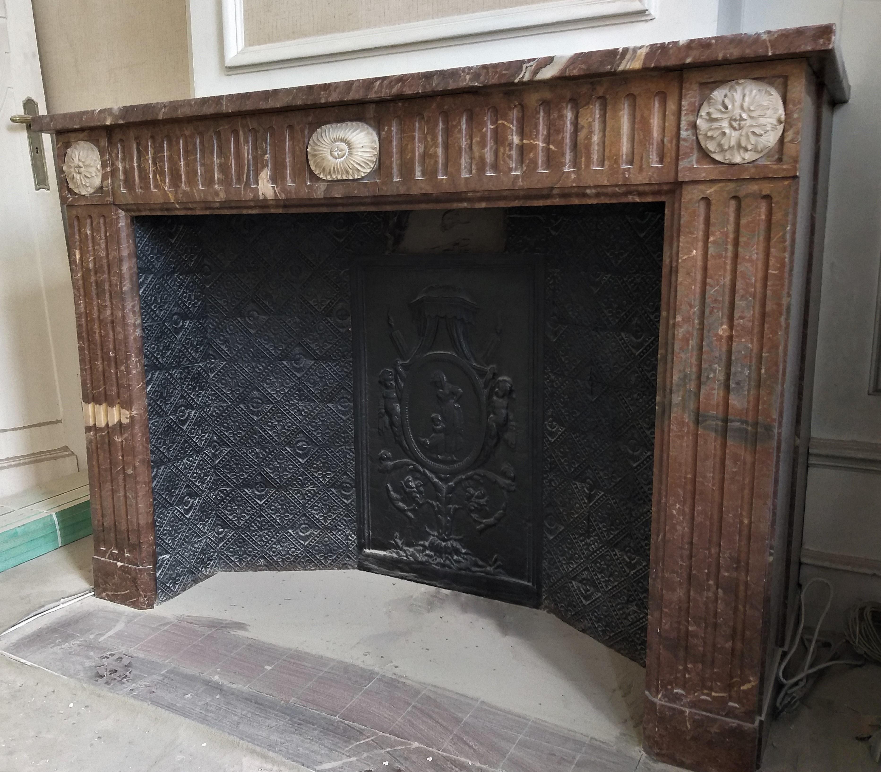 19th Century Louis XVI Style Fireplace, Dated 1881, Brussels-Belgium For Sale