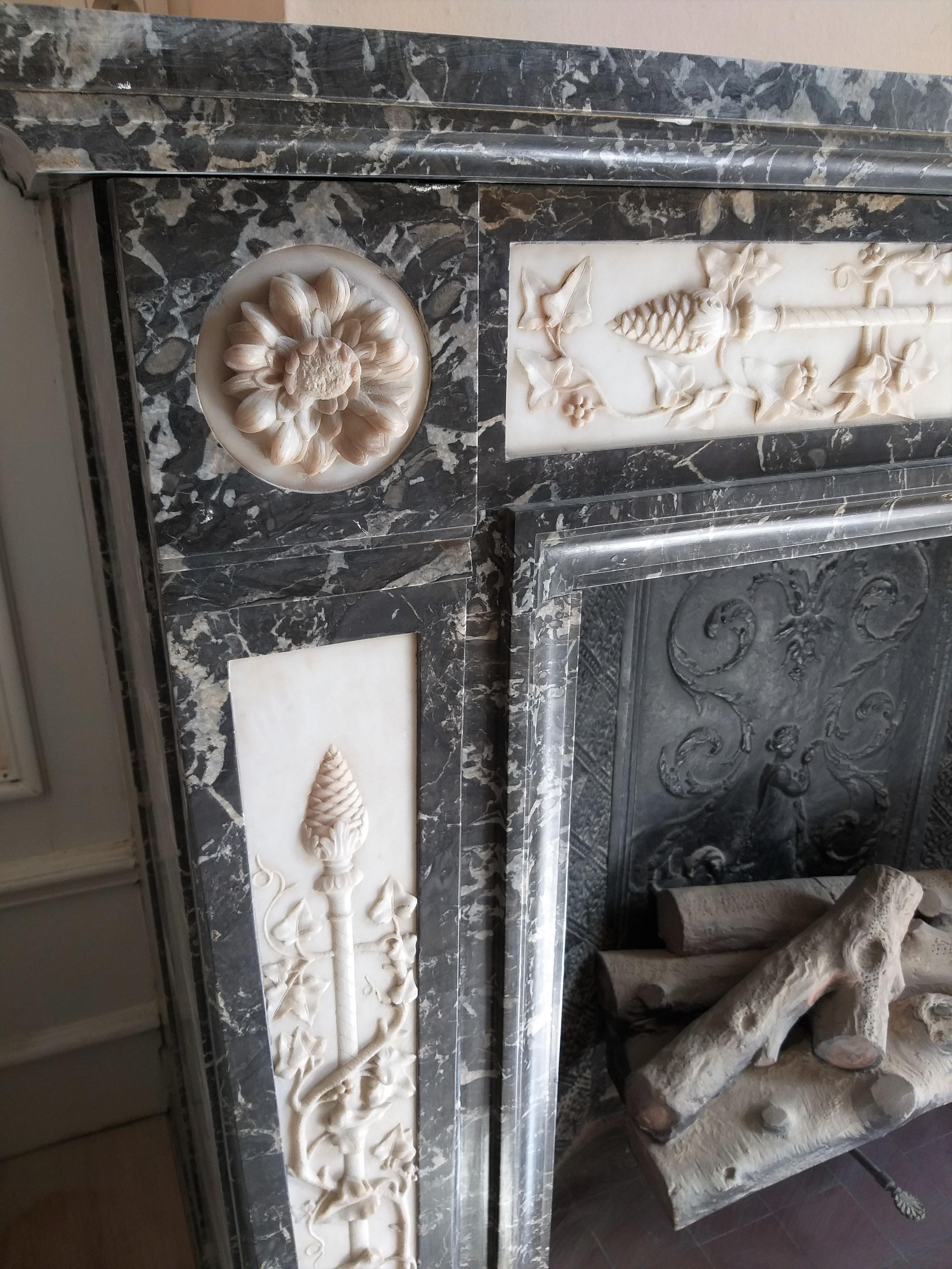19th Century Louis XVI Style Fireplace, Dated 1881 For Sale