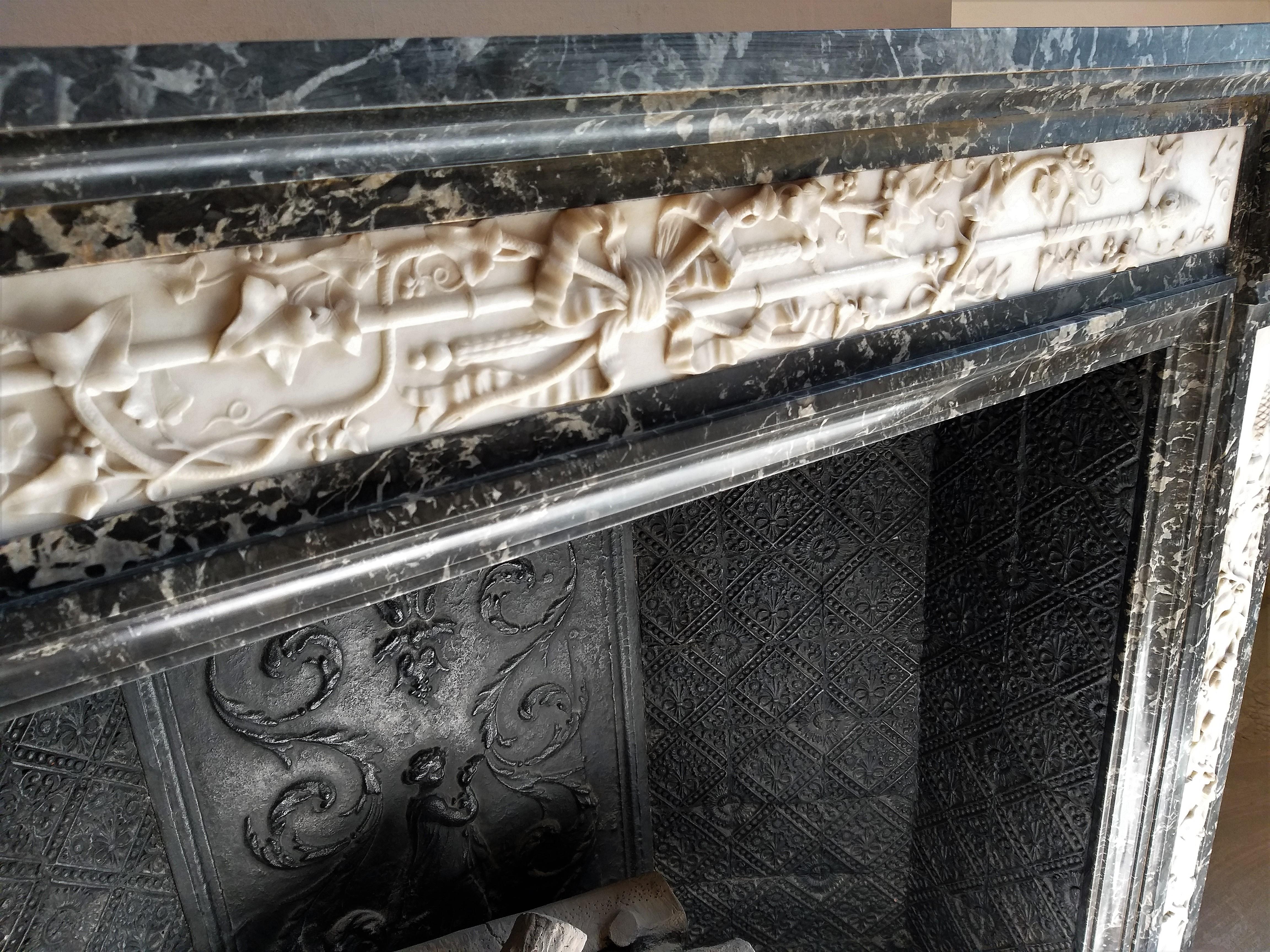Marble Louis XVI Style Fireplace, Dated 1881 For Sale