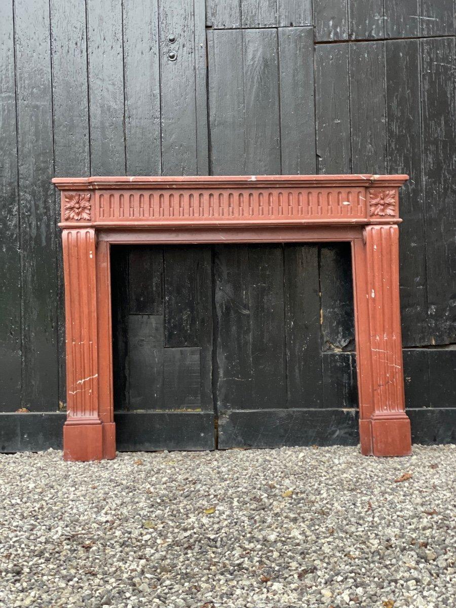 Louis XVI Style Fireplace in Antique Red Marble, France, circa 1880 For Sale 6