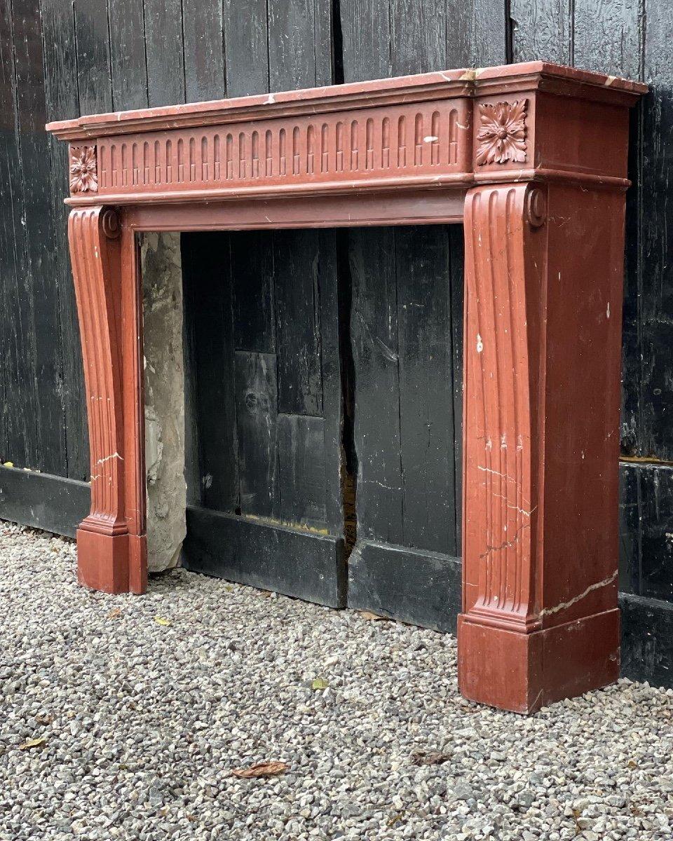 Louis XVI Style Fireplace in Antique Red Marble, France, circa 1880 For Sale 7
