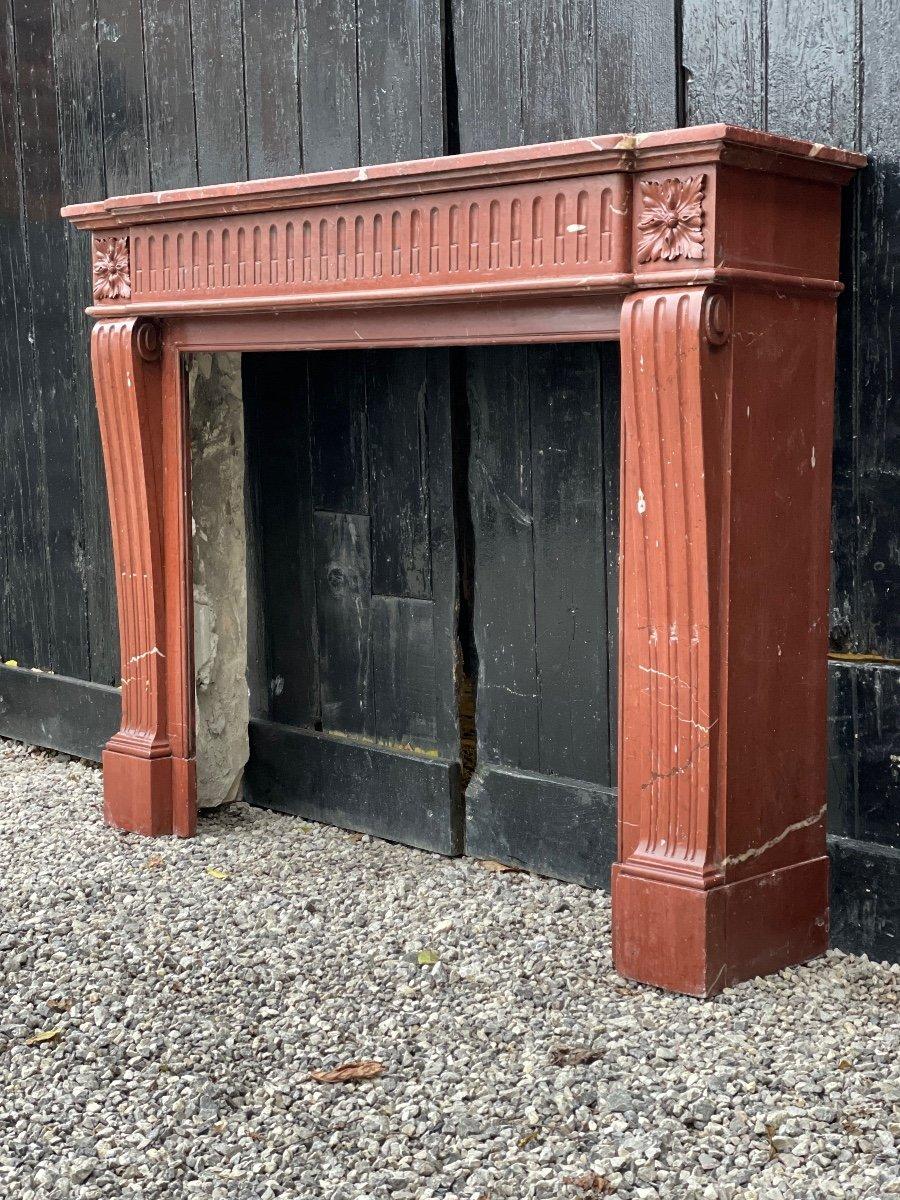 Louis XVI Style Fireplace in Antique Red Marble, France, circa 1880 For Sale 3