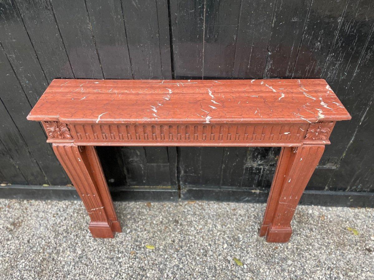 Louis XVI Style Fireplace in Antique Red Marble, France, circa 1880 For Sale 4