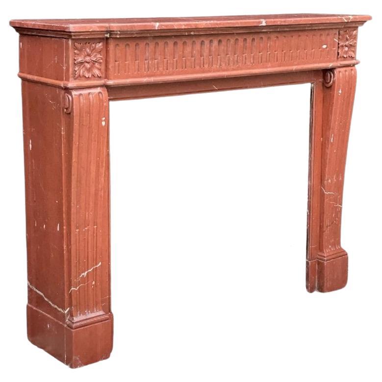 Louis XVI Style Fireplace in Antique Red Marble, France, circa 1880 For Sale