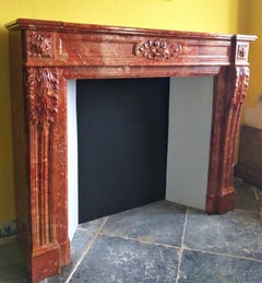 19th Century Louis XVI-Style Fireplace in Brèche Sanguine Marble