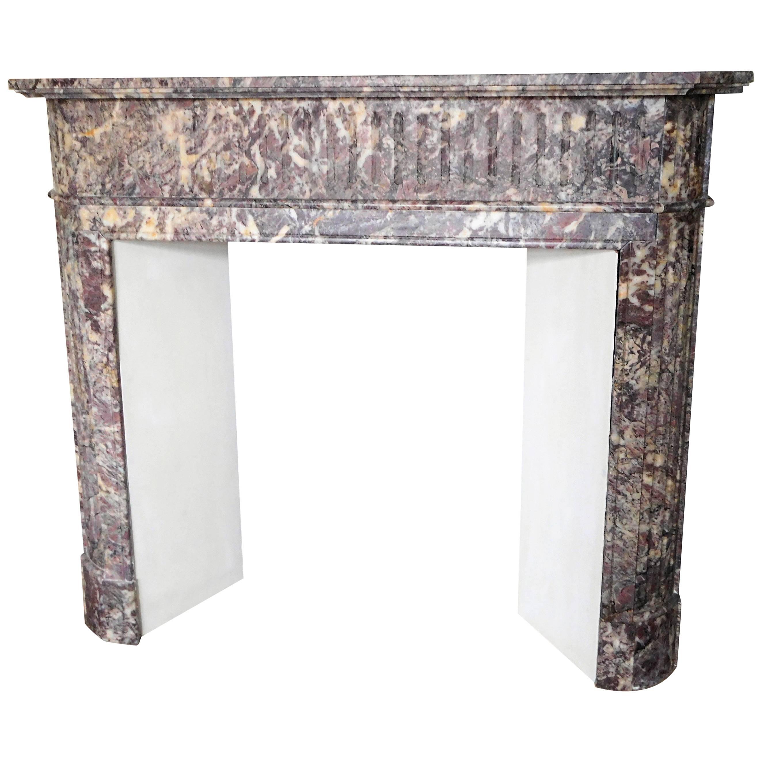 LOUIS XVI Style Fireplace in Brocatelli Marble For Sale