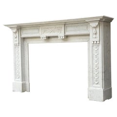 Louis XVI style fireplace in Carrara marble, around 1880
