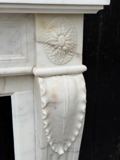 Louis XVI style fireplace in Carrara white marble, around 1880