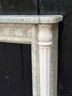 Louis XVI-style fireplace in green Estours marble and white Carrara, circa 1880