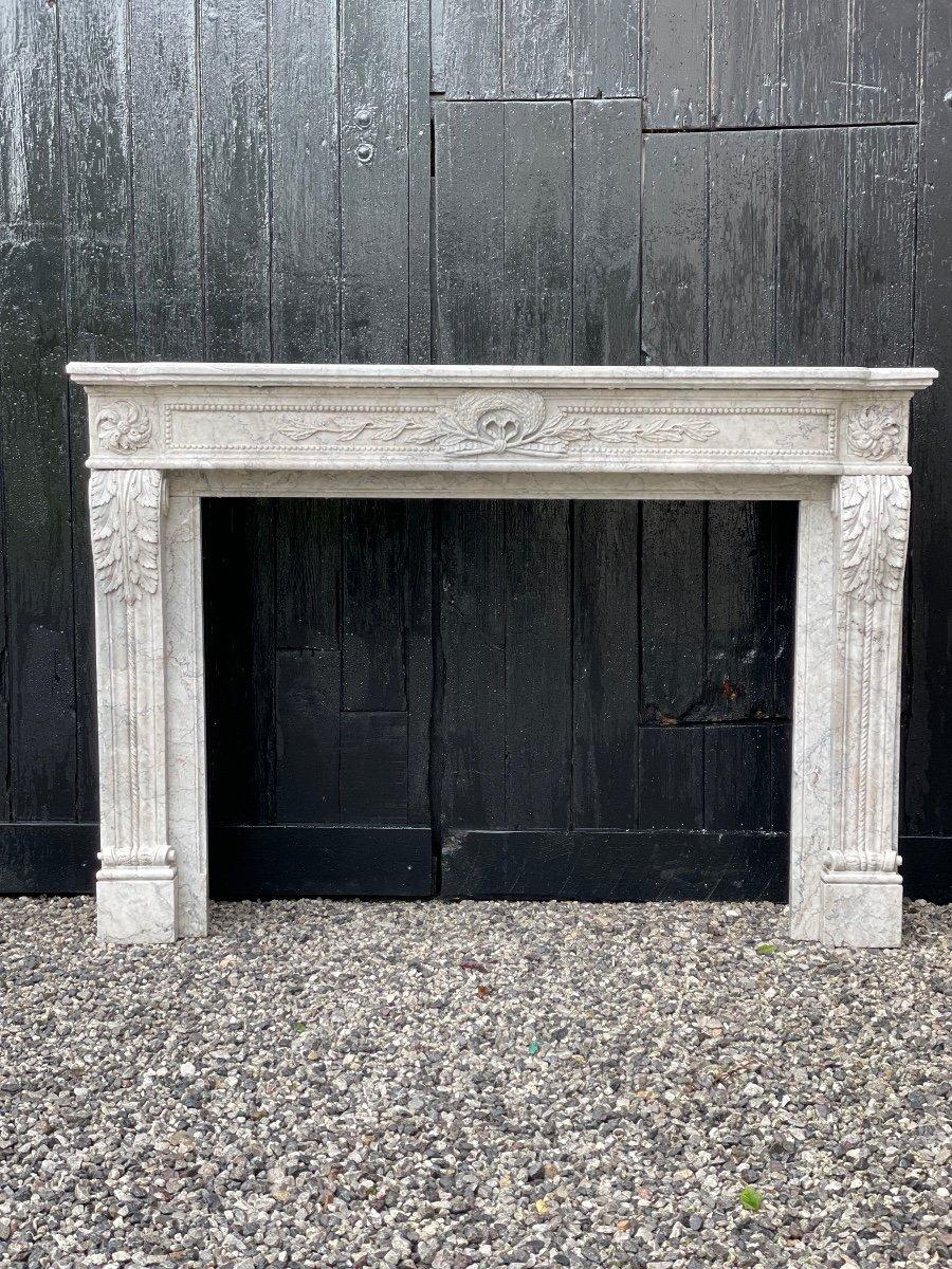 French Louis XVI Style Fireplace in Marble, 20th Century