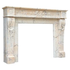Louis XVI style fireplace in pink marble, around 1980
