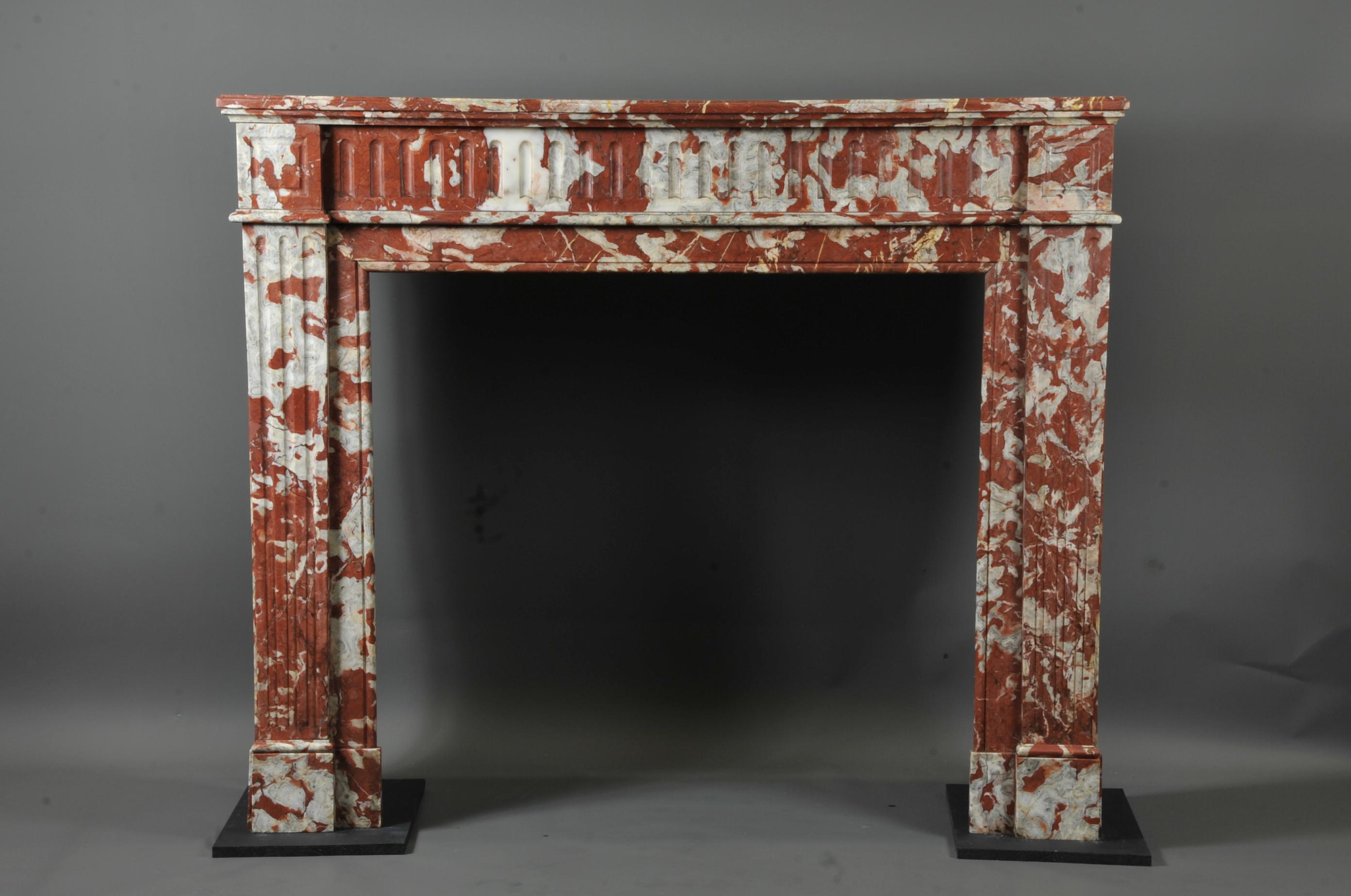 Louis XVI Style Fireplace In Red Marble From Languedoc For Sale 3