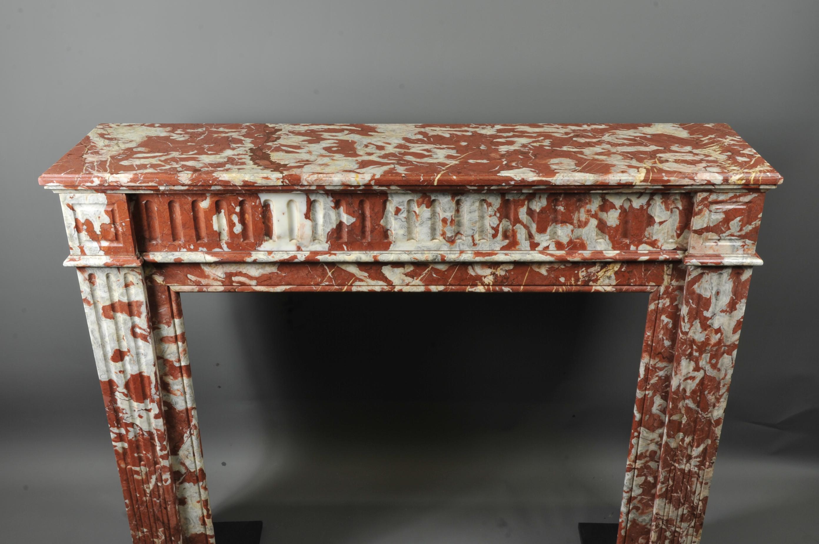 Louis XVI Style Fireplace In Red Marble From Languedoc For Sale 4