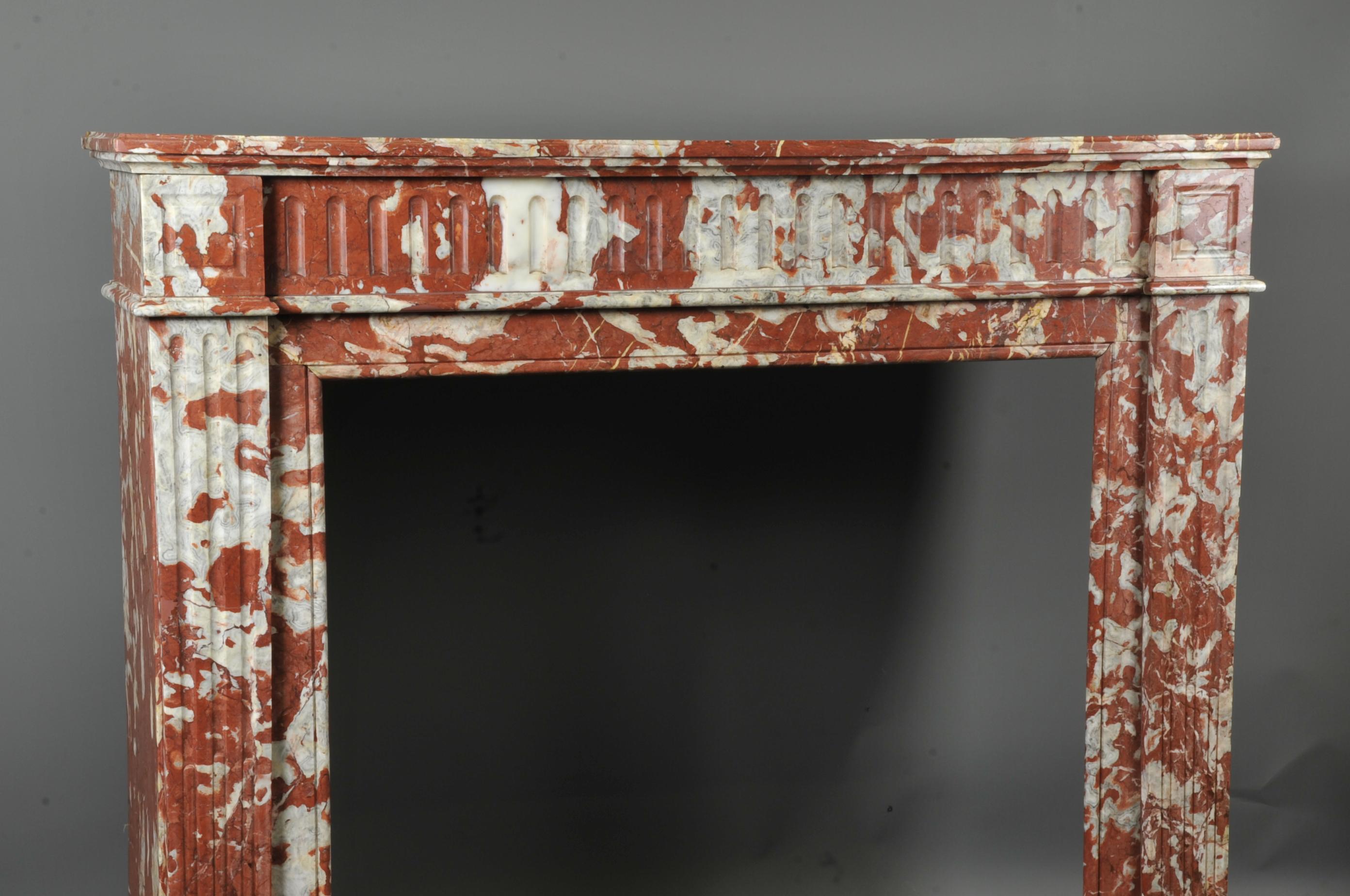 red marble fireplace