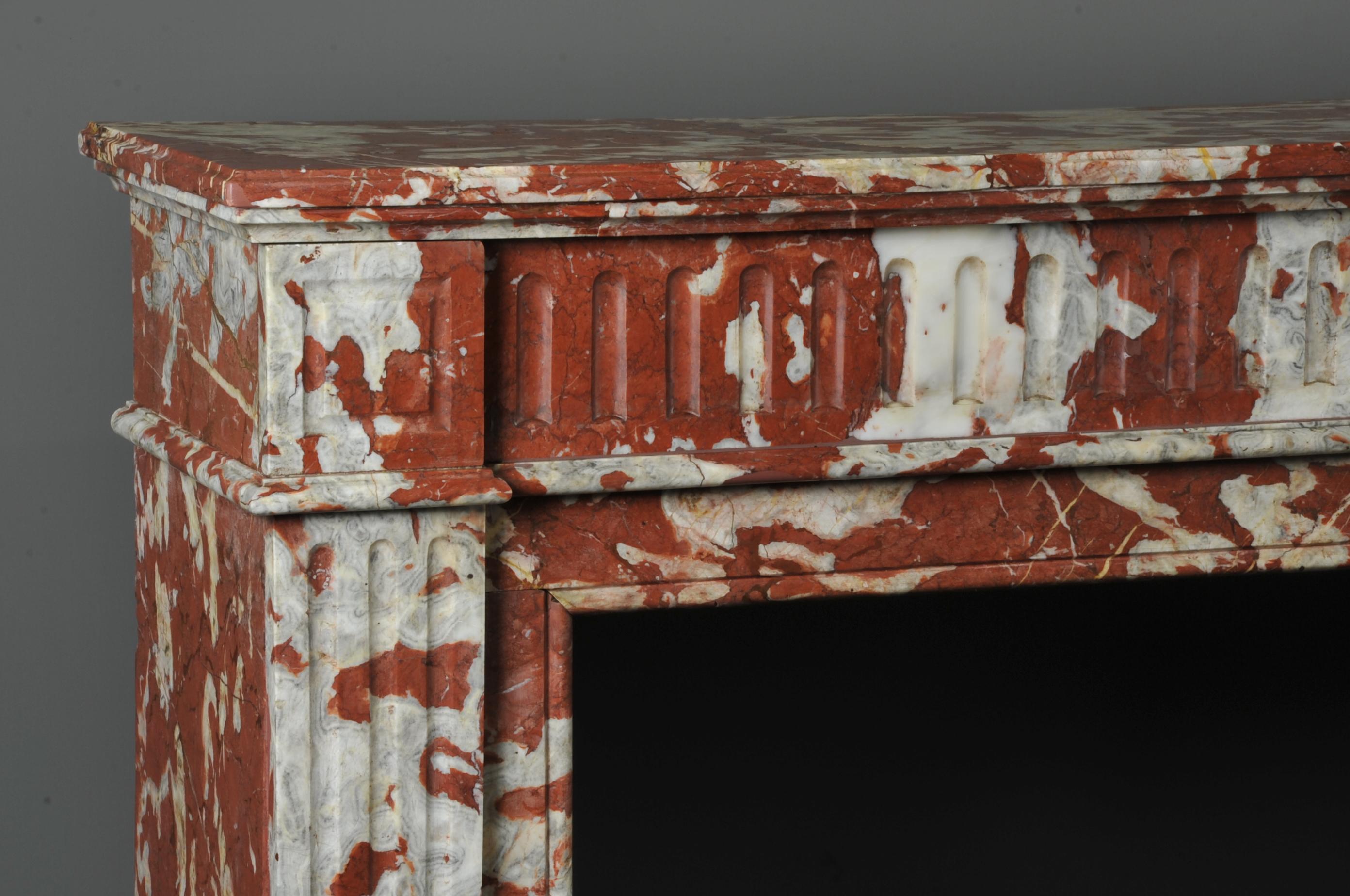 French Louis XVI Style Fireplace In Red Marble From Languedoc For Sale