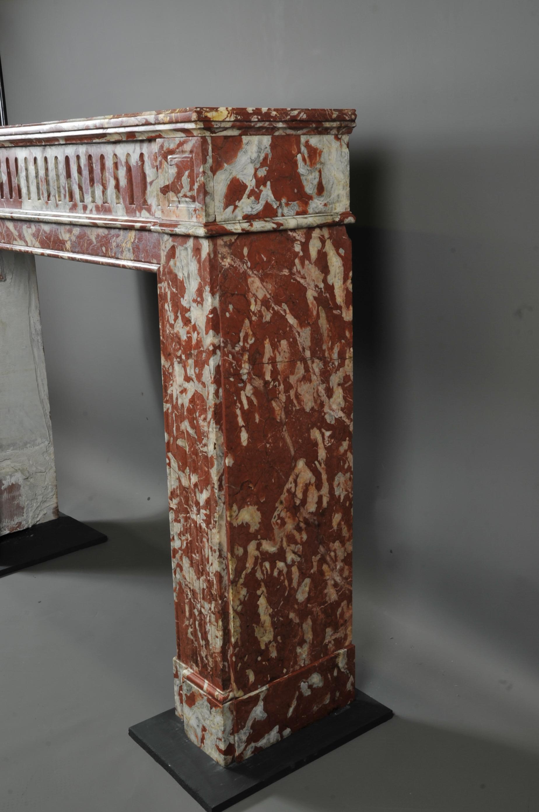 Louis XVI Style Fireplace In Red Marble From Languedoc For Sale 1