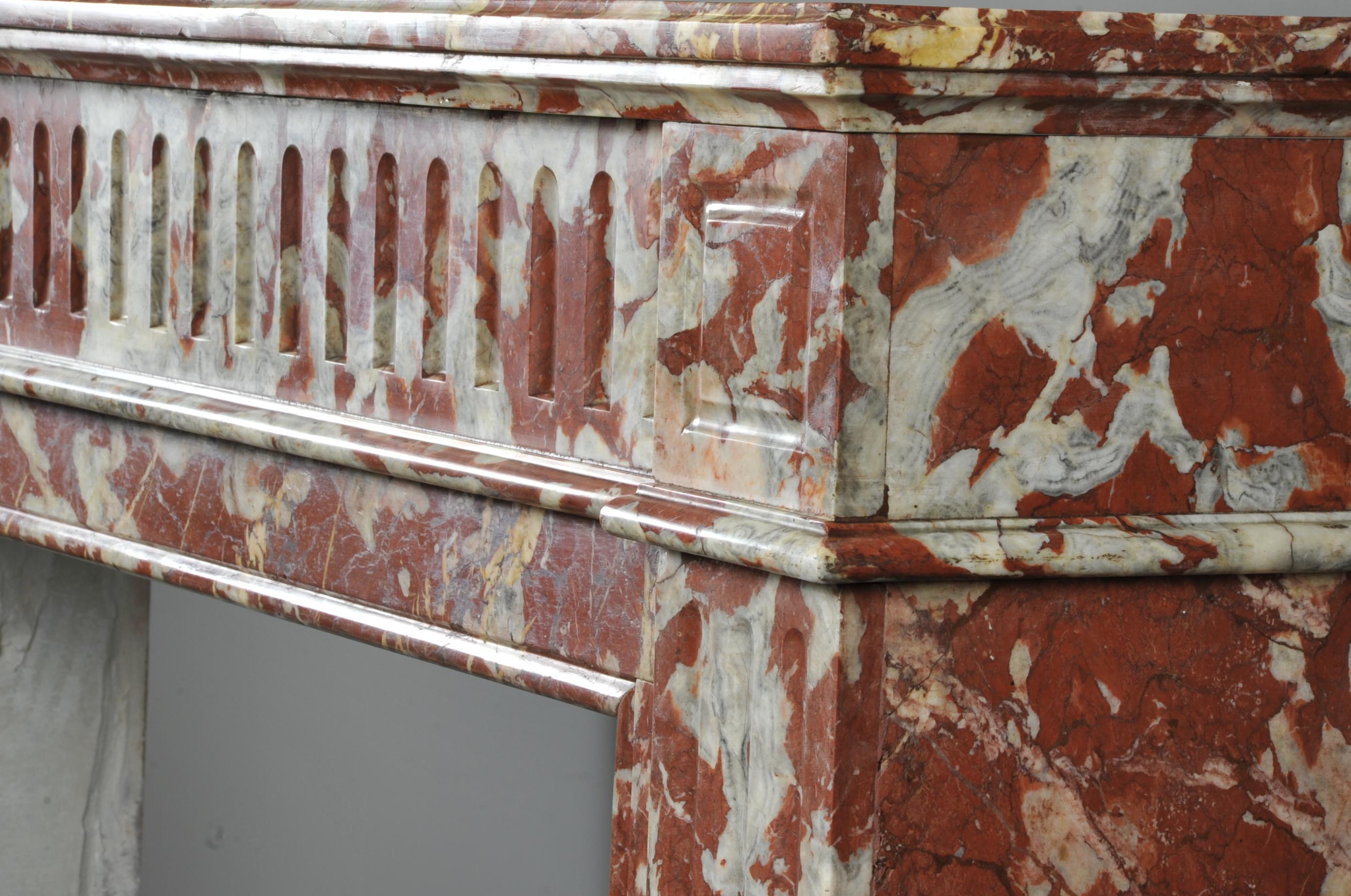 Louis XVI Style Fireplace In Red Marble From Languedoc For Sale 2